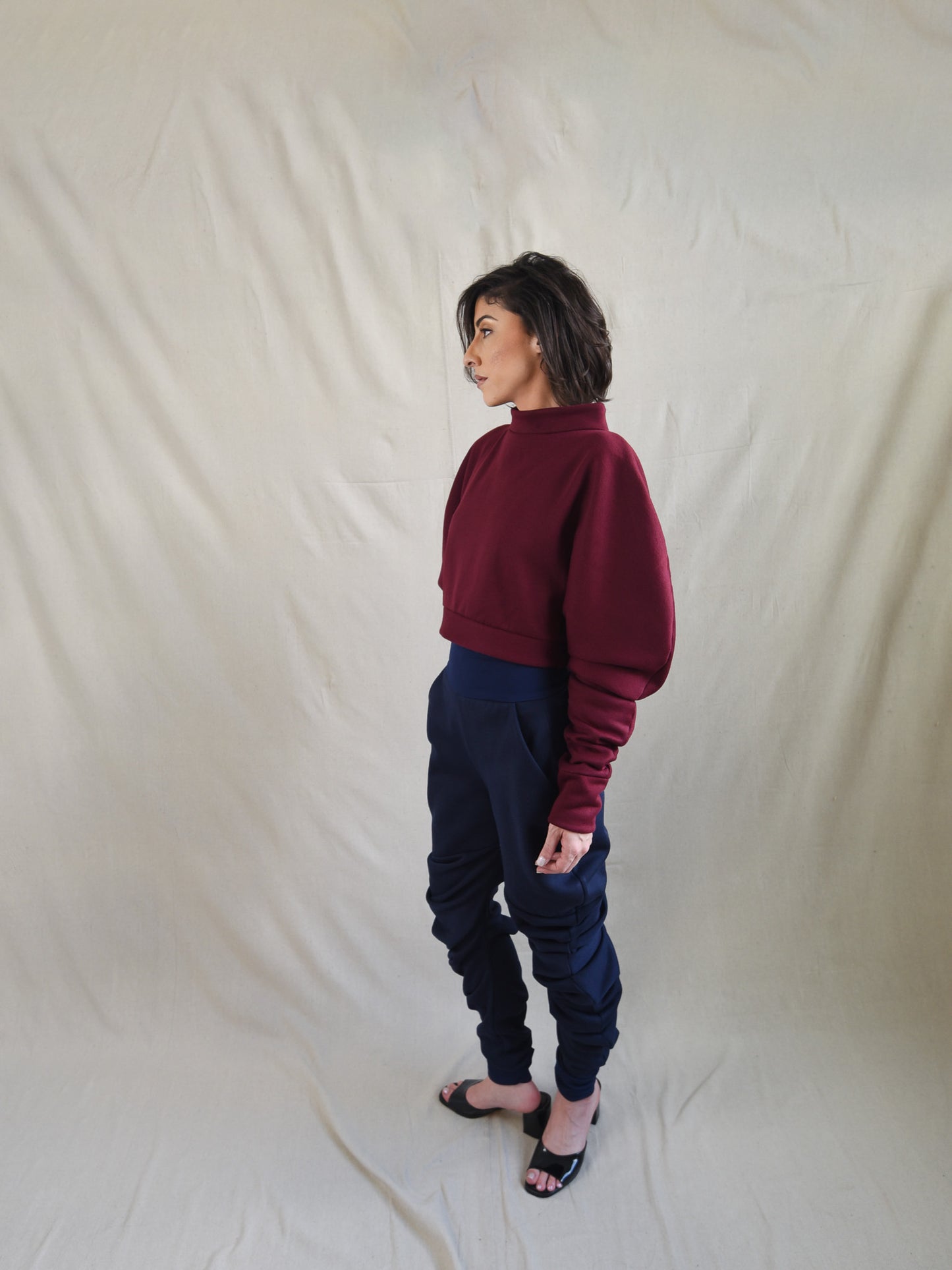 Burgundy Oversized Fleece Sweatshirt