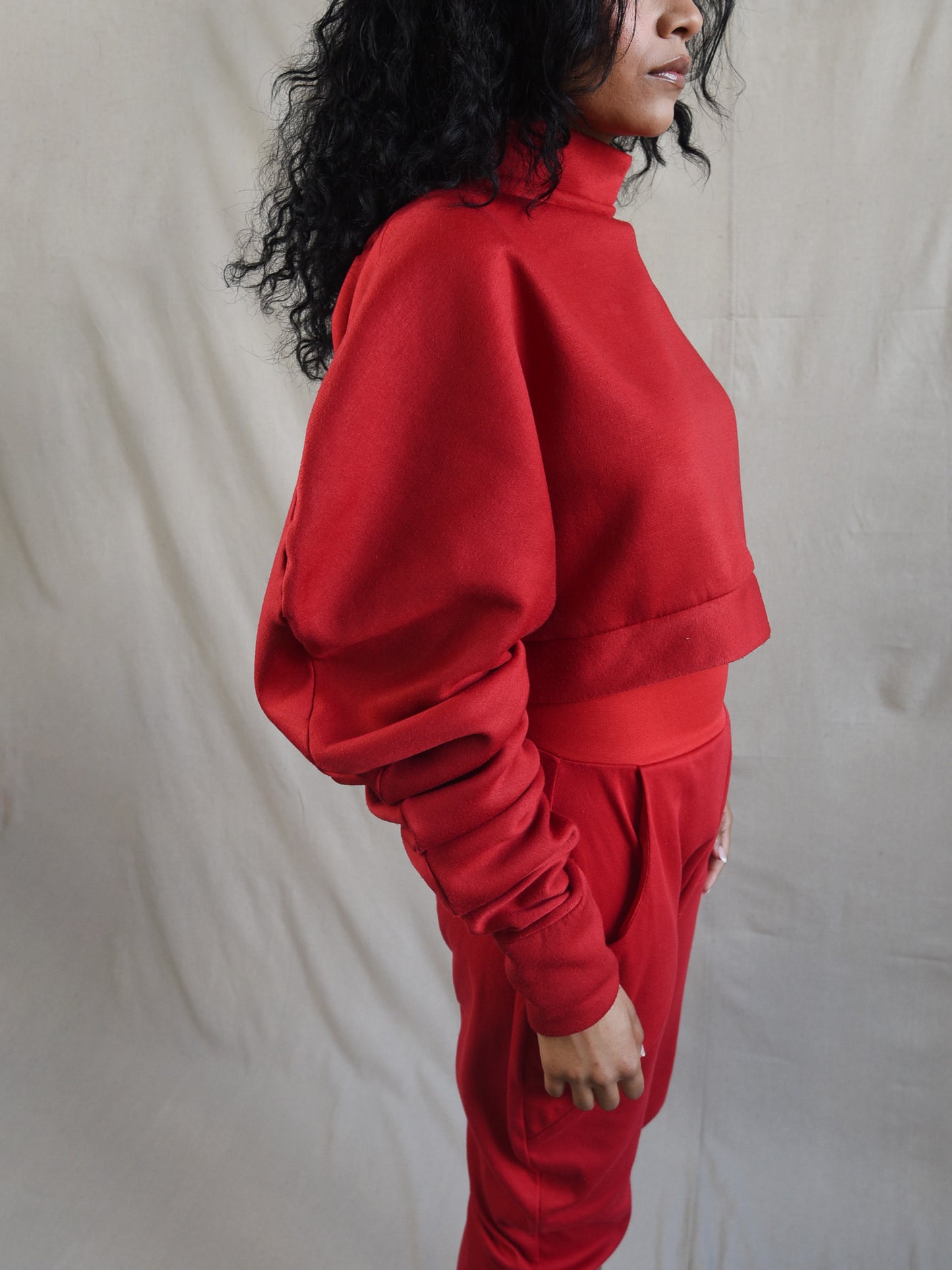 Scarlet Red Oversized Fleece Sweatshirt