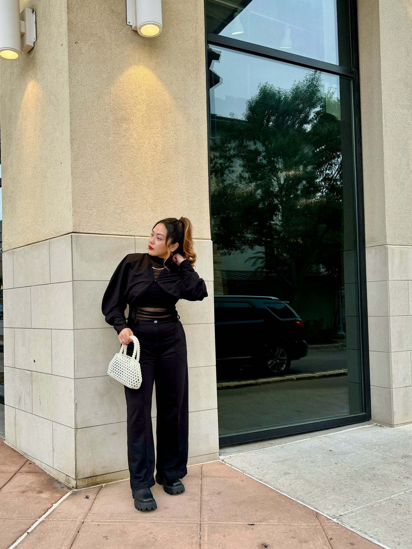 Black Straight Leg Suit Pant