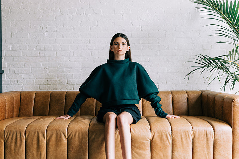 Dark Emerald Green Oversized Fleece Sweatshirt
