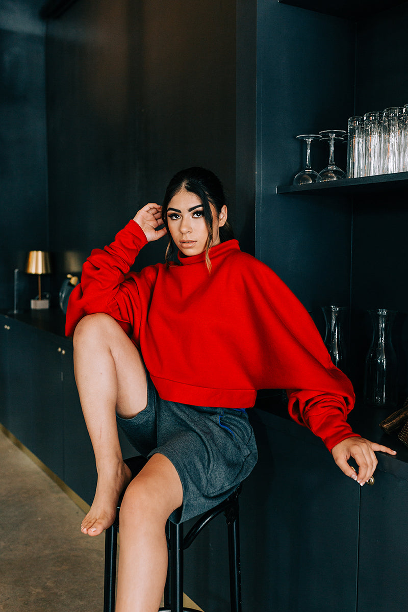Scarlet Red Oversized Fleece Sweatshirt