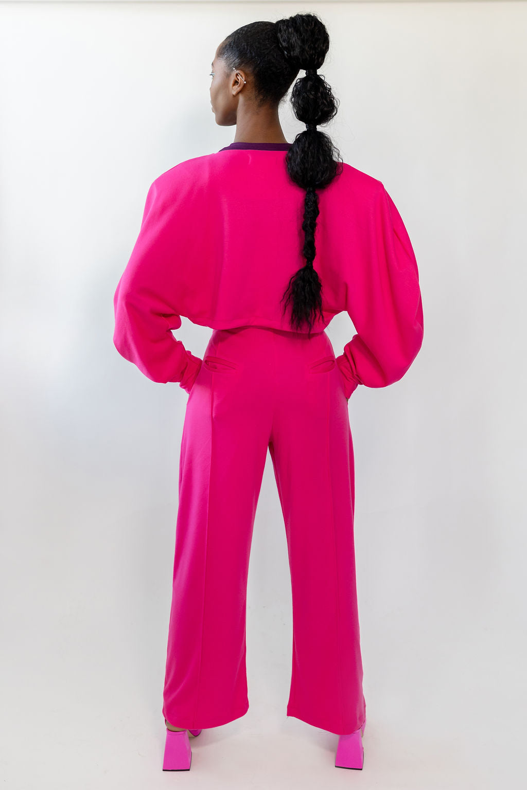 Hot Pink Straight Leg Suit Pant