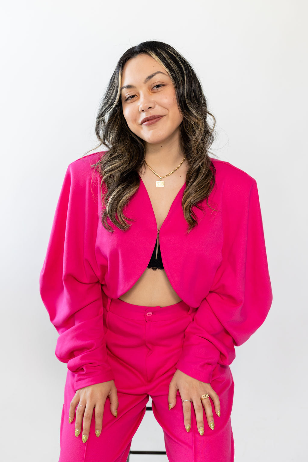 Hot Pink Oversized Suit Blazer