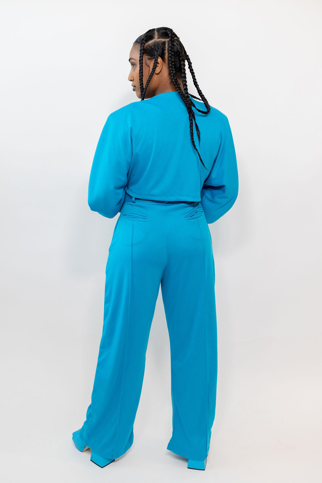Turquoise Straight Leg Suit Pant