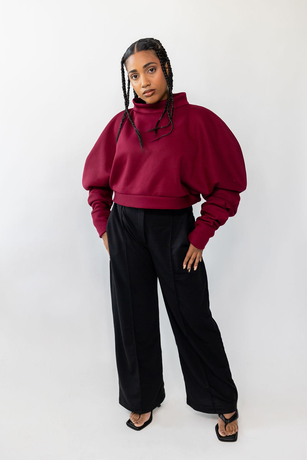 Burgundy Oversized Fleece Sweatshirt