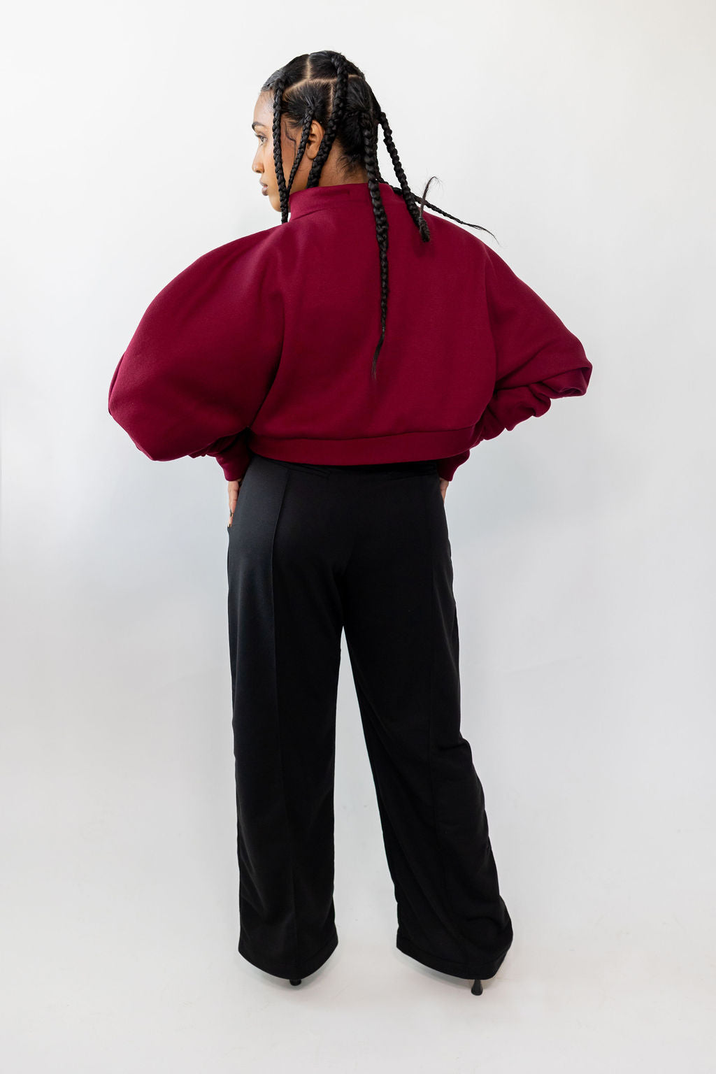 Burgundy Oversized Fleece Sweatshirt