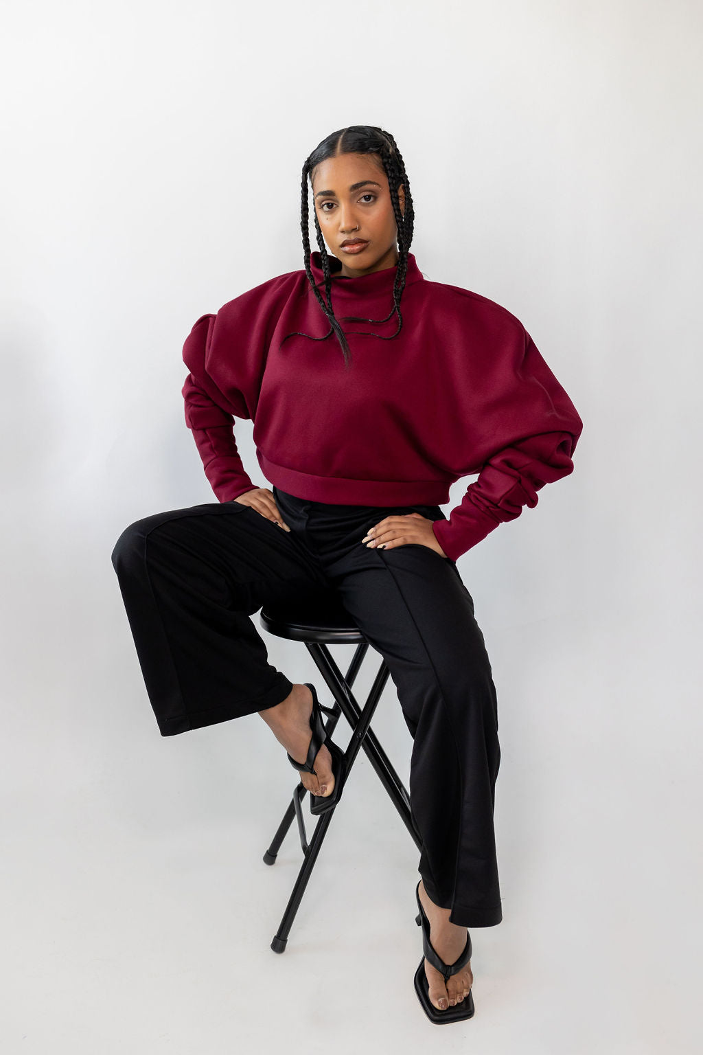 Burgundy Oversized Fleece Sweatshirt