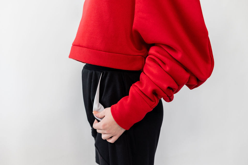 Scarlet Red Oversized Fleece Sweatshirt