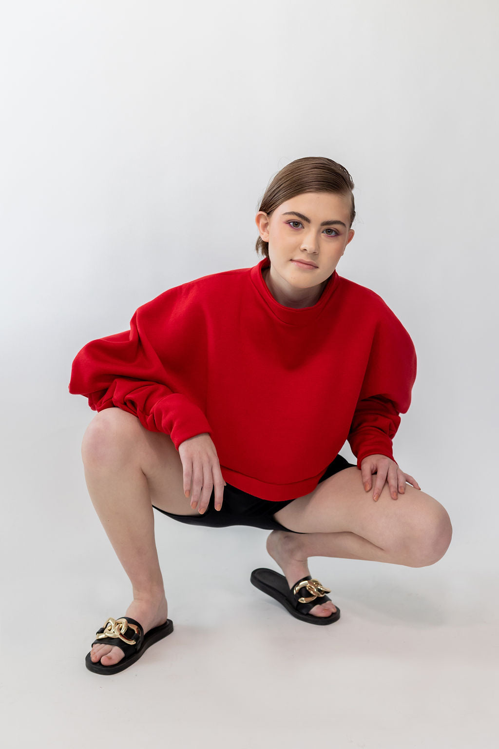 Scarlet Red Oversized Fleece Sweatshirt