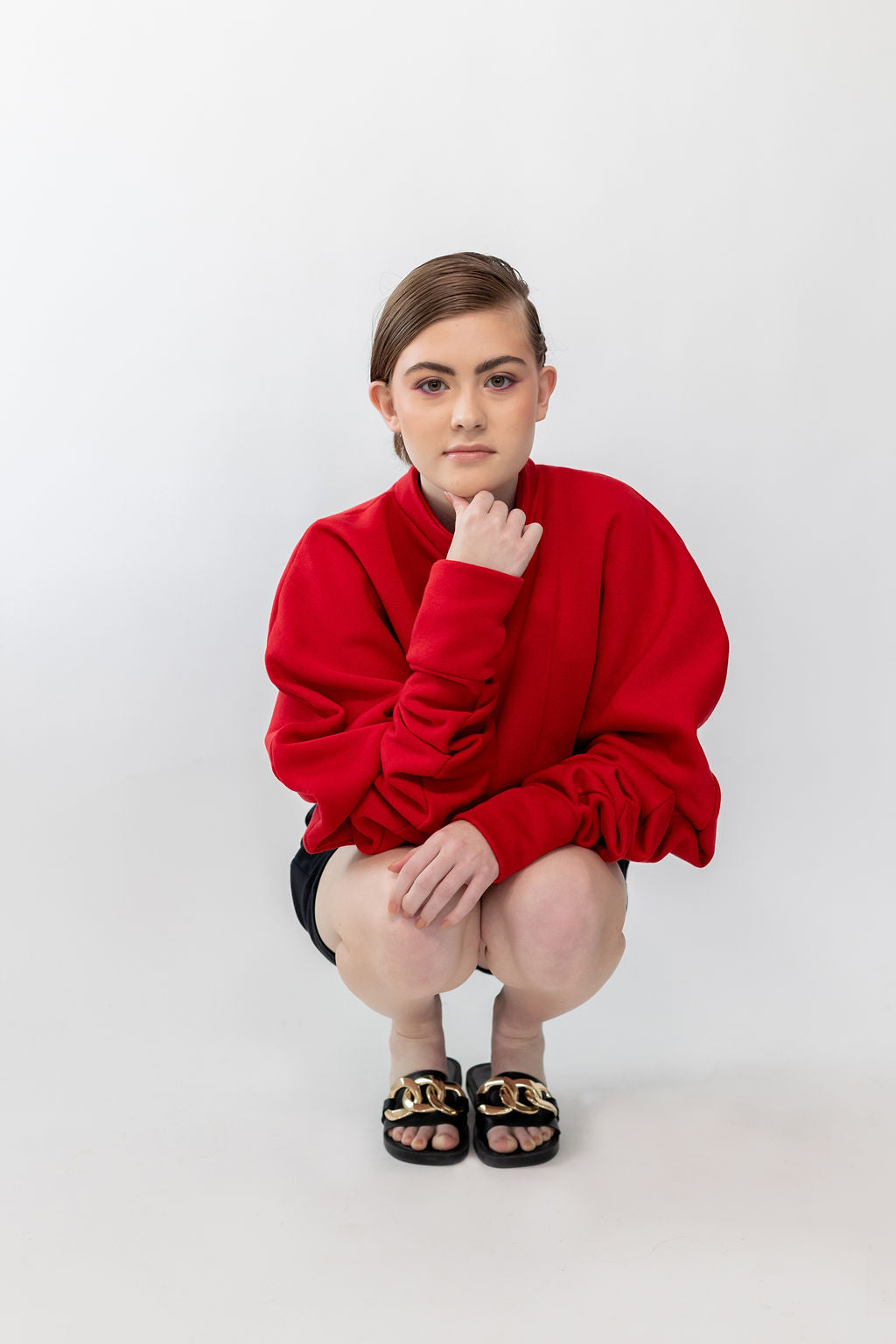 Scarlet Red Oversized Fleece Sweatshirt