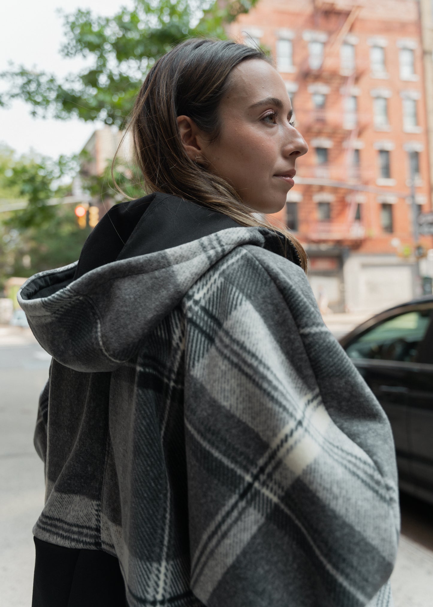 Plaid Luxe Fleece Hood Jacket