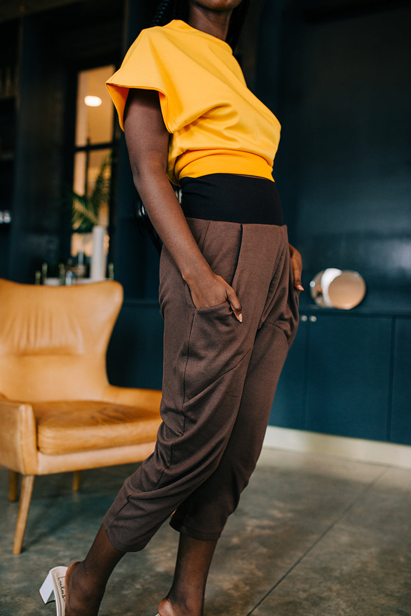 Brown Drop Crotch Pant
