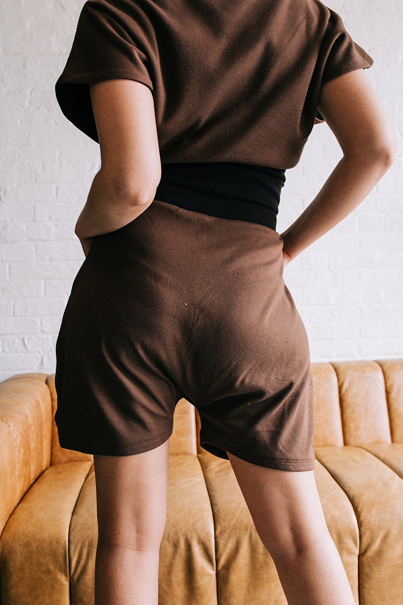 Brown Drop Crotch Short