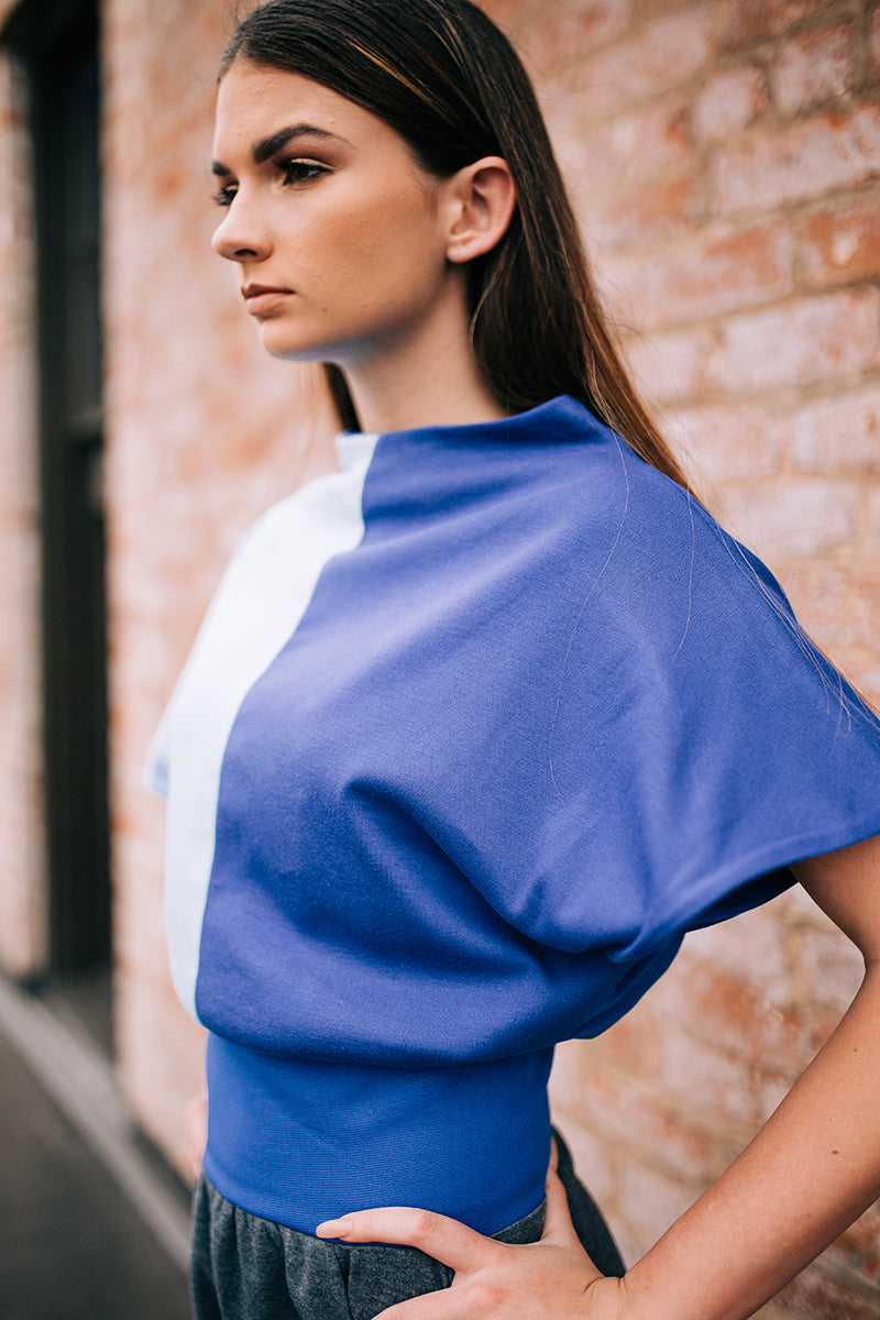 Color Blocked High Neck Sleeveless Blouse