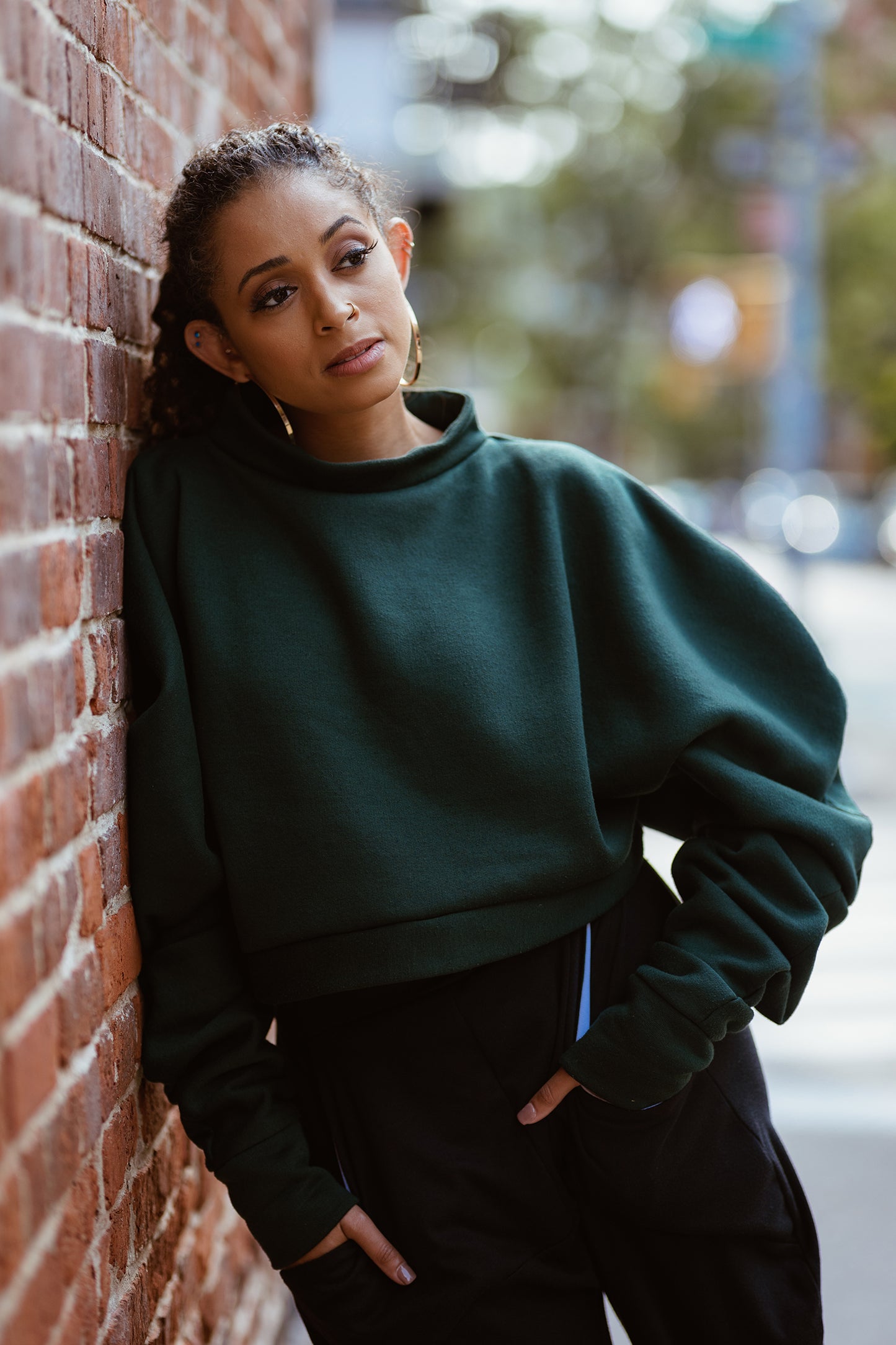 Dark Emerald Green Oversized Fleece Sweatshirt