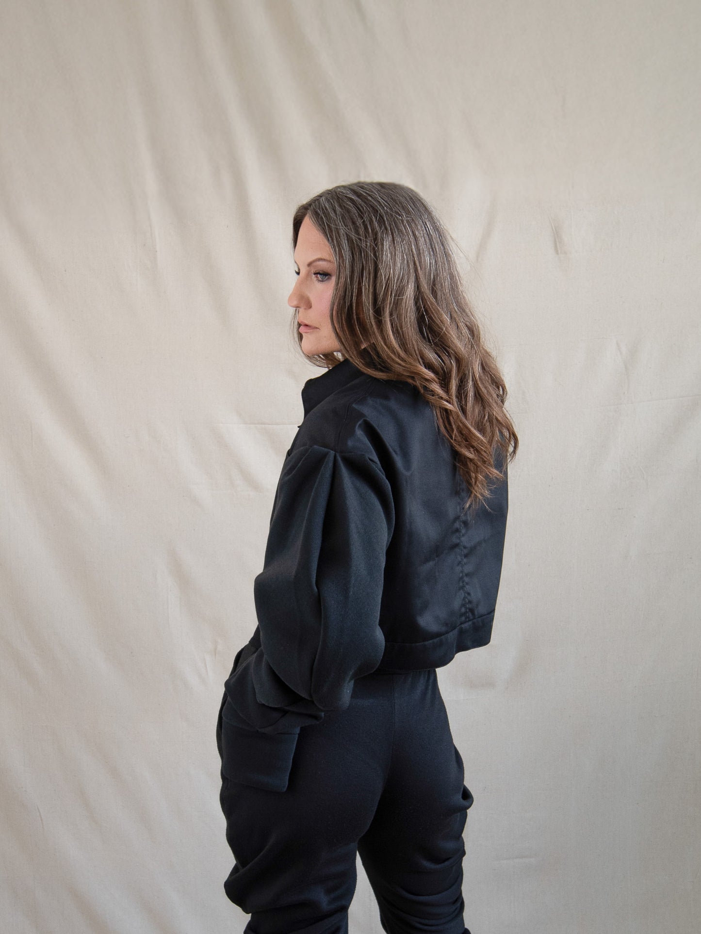 Black - Soft and Structured Cropped Jacket