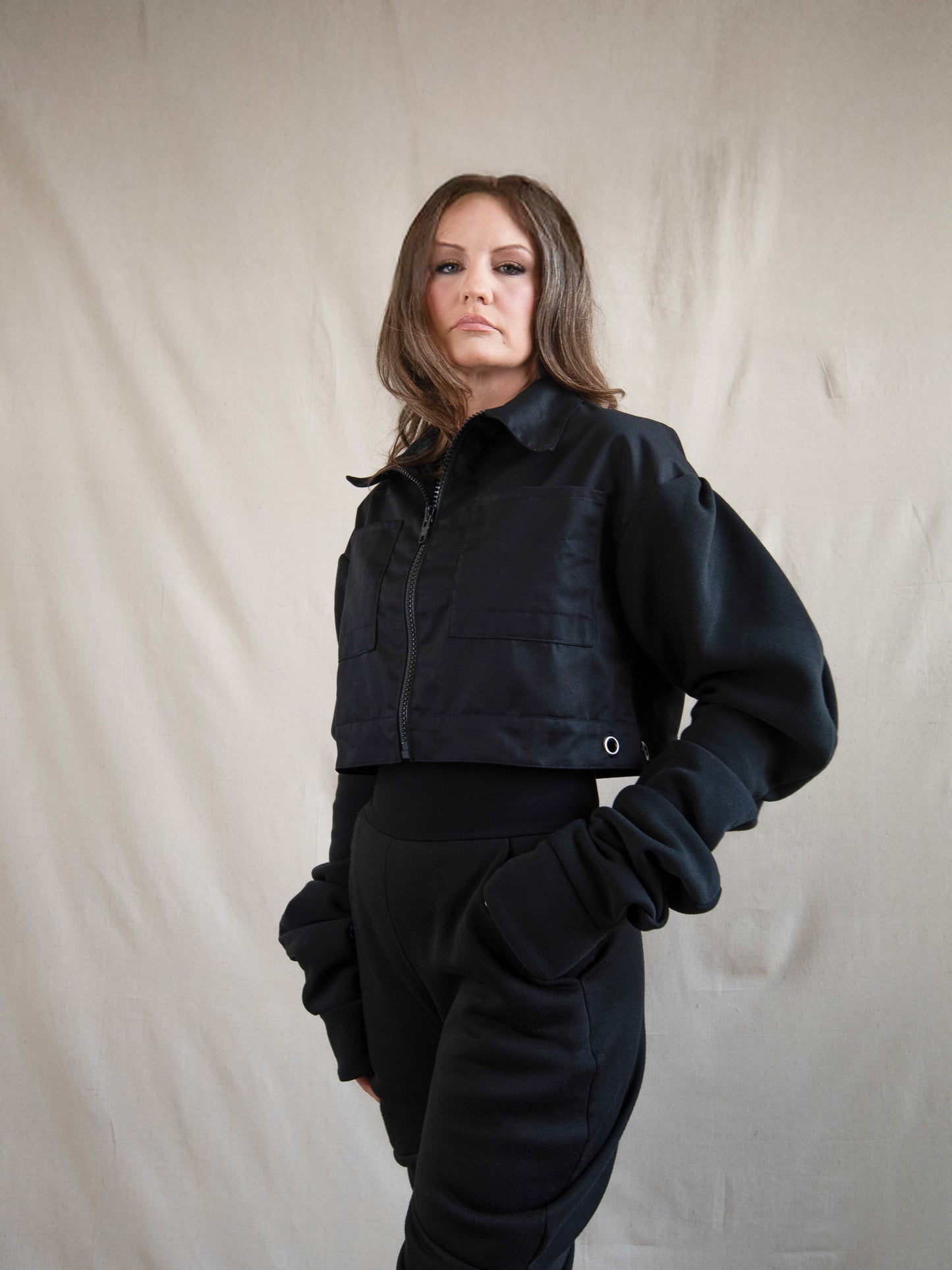 Black - Soft and Structured Cropped Jacket