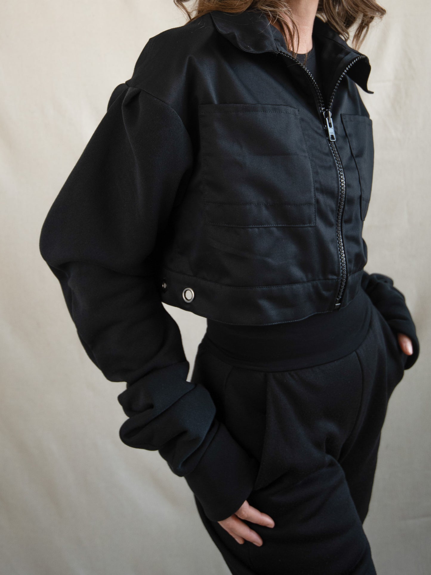 Black - Soft and Structured Cropped Jacket