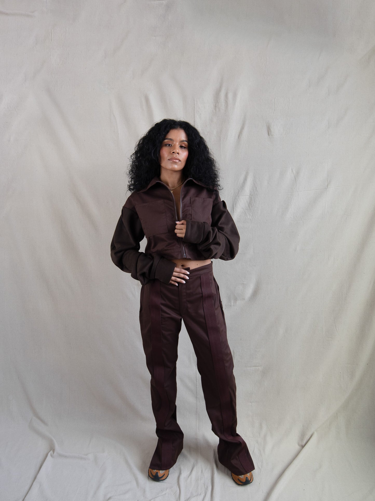 Brown - Soft and Structured Cropped Jacket