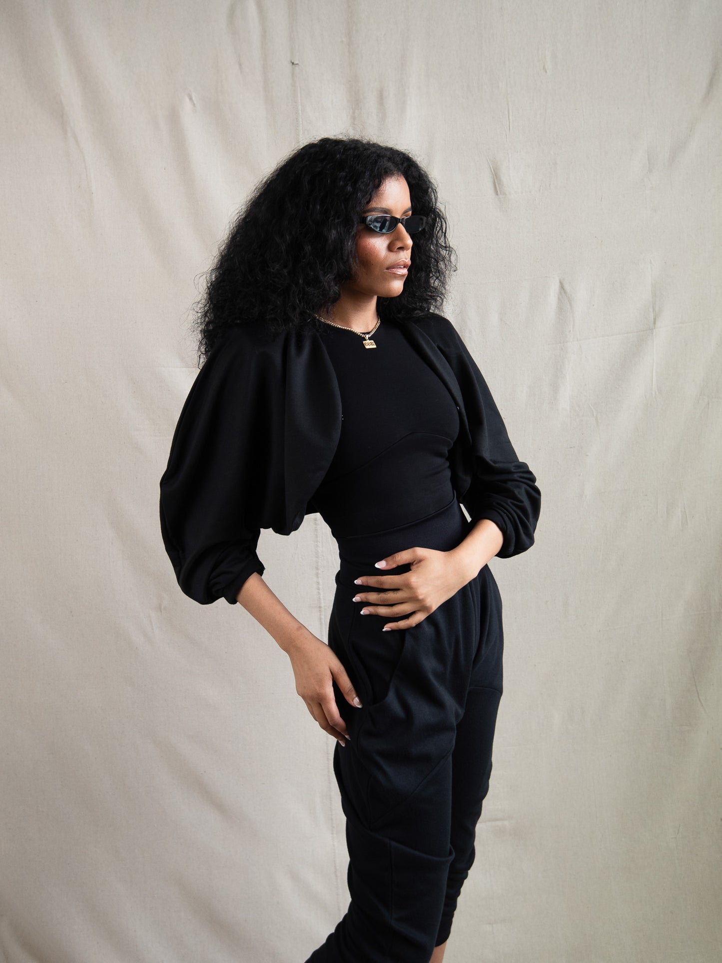 Black Oversized Suit Shrug