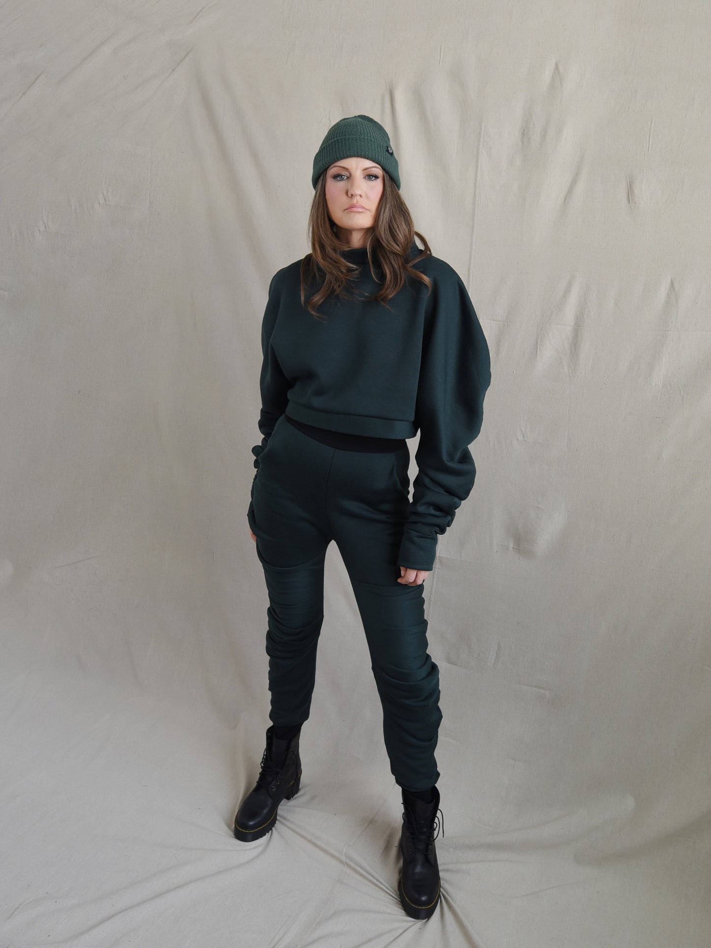 Dark Emerald Green Oversized Fleece Sweatshirt