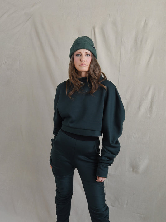 Dark Emerald Green Oversized Fleece Sweatshirt
