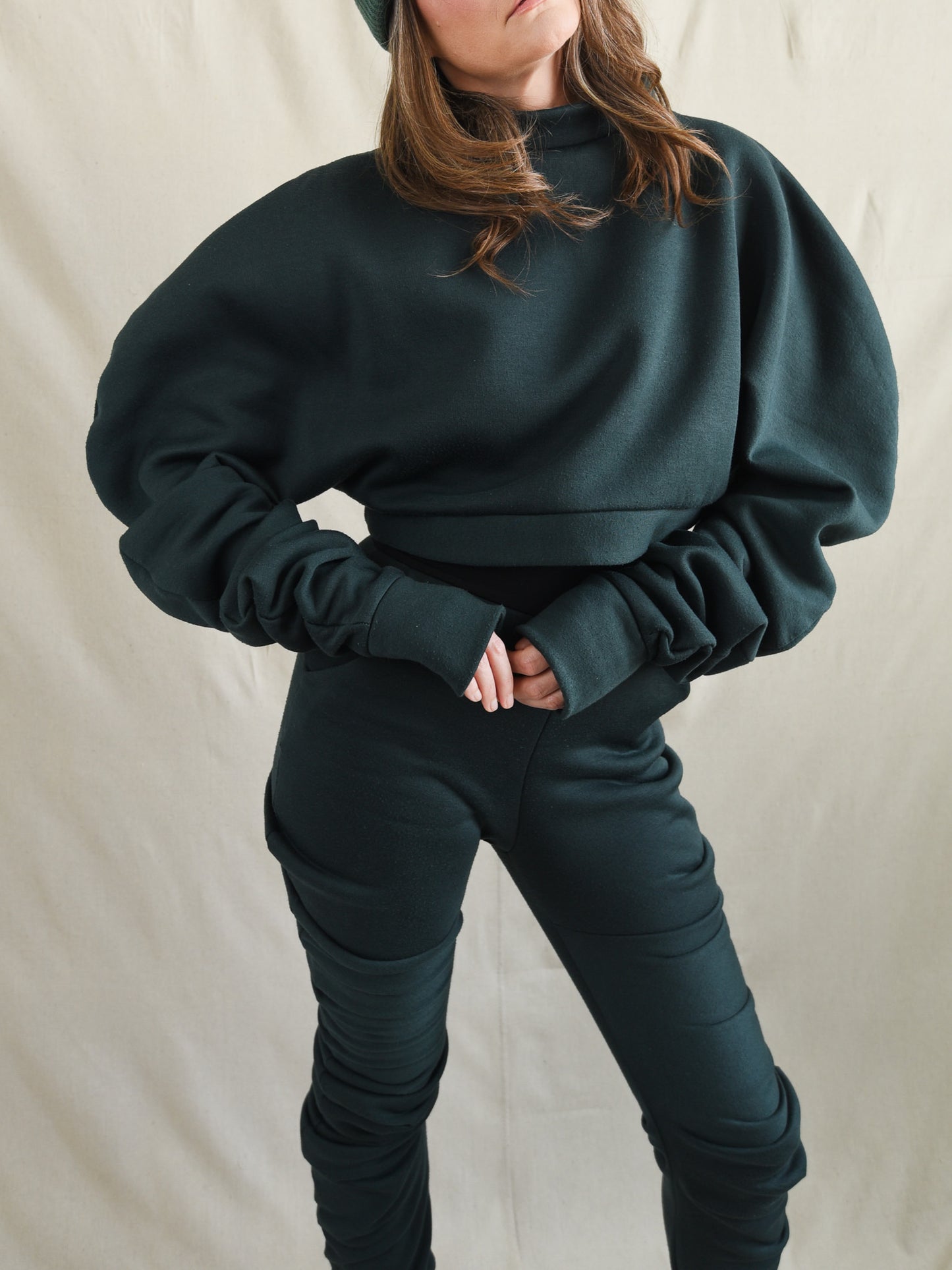 Dark Emerald Green Oversized Fleece Sweatshirt
