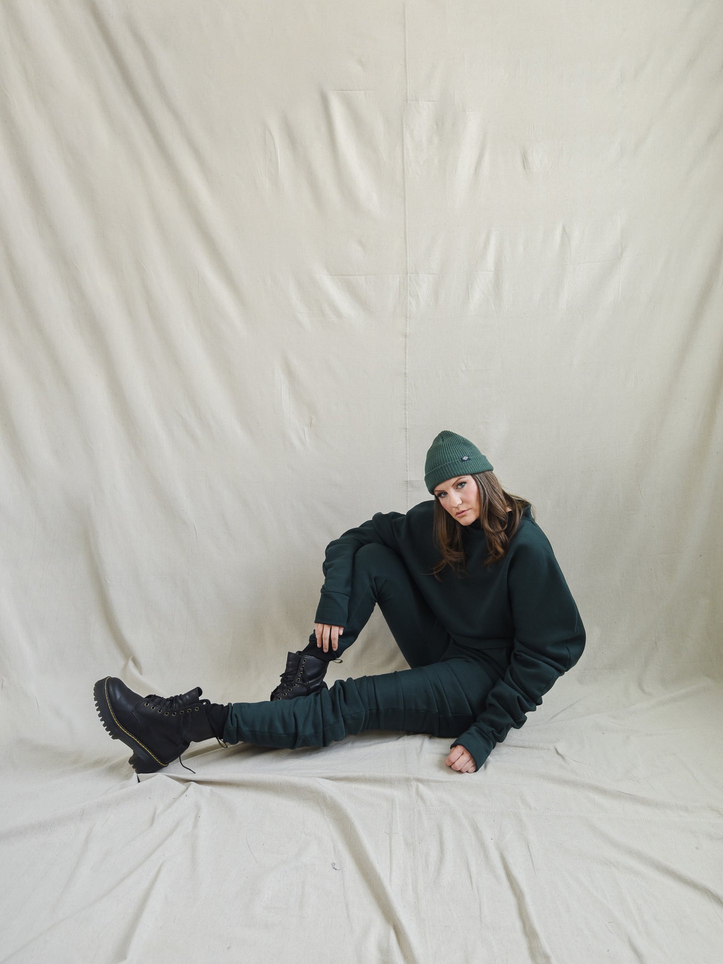 Dark Emerald Green Oversized Fleece Sweatshirt