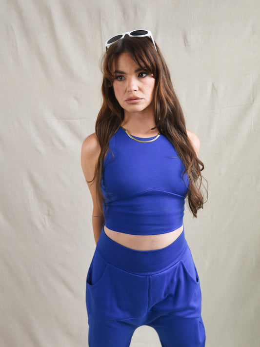Royal Blue Crop Tank Top
