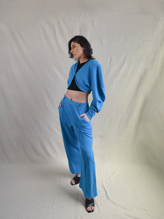 Turquoise Straight Leg Suit Pant