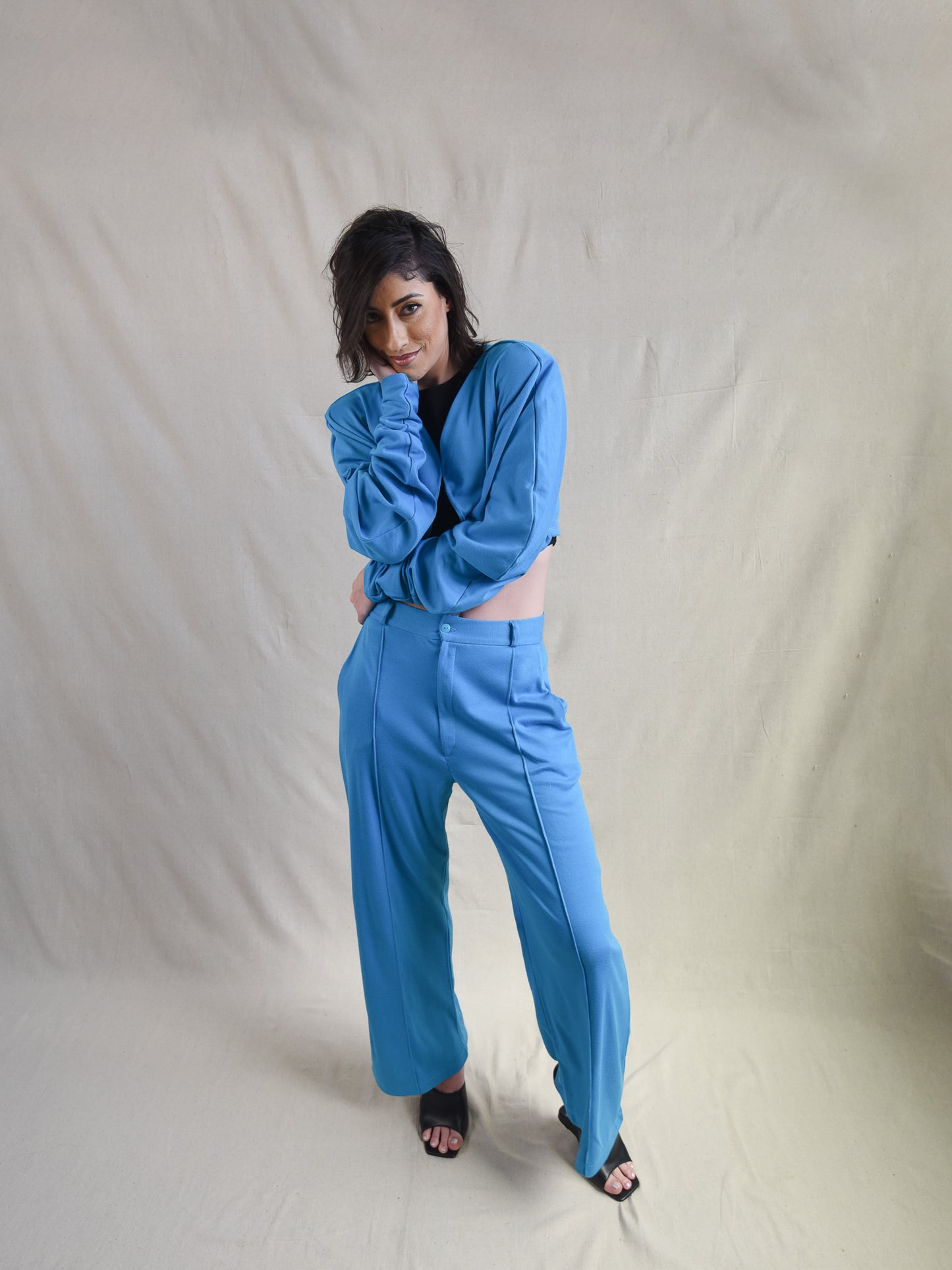 Turquoise Straight Leg Suit Pant