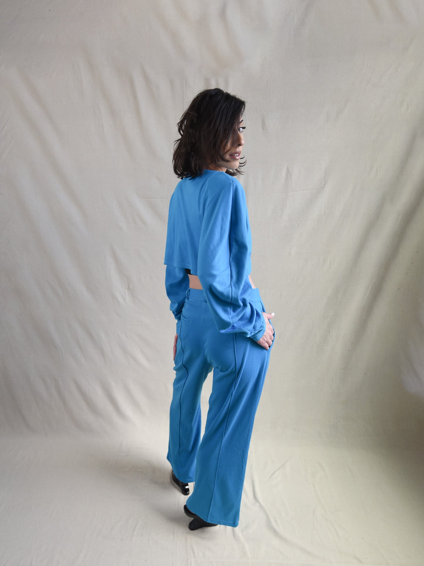 Turquoise Straight Leg Suit Pant