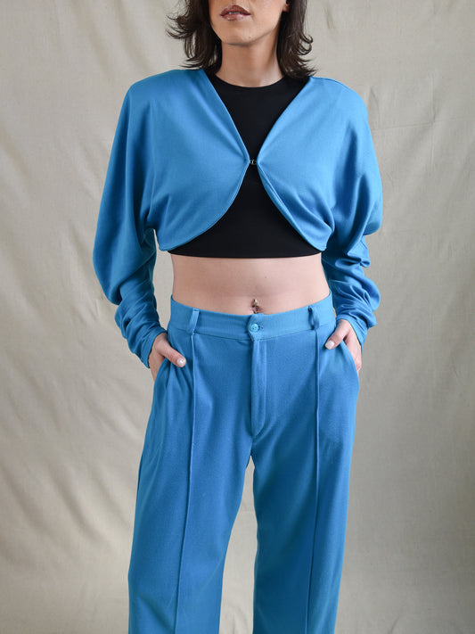Turquoise Oversized Suit Shrug