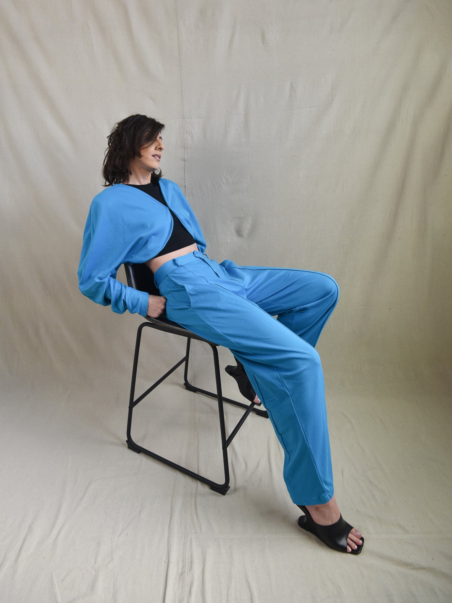 Turquoise Oversized Suit Shrug
