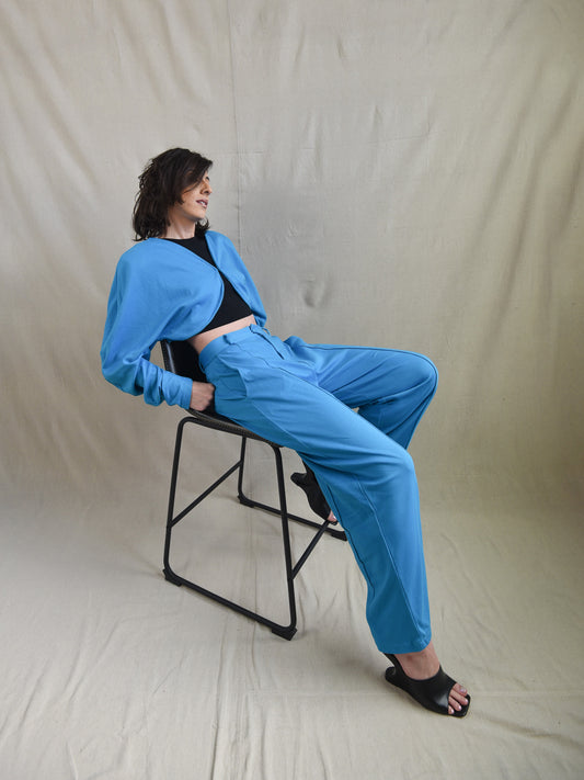Turquoise Oversized Suit Shrug