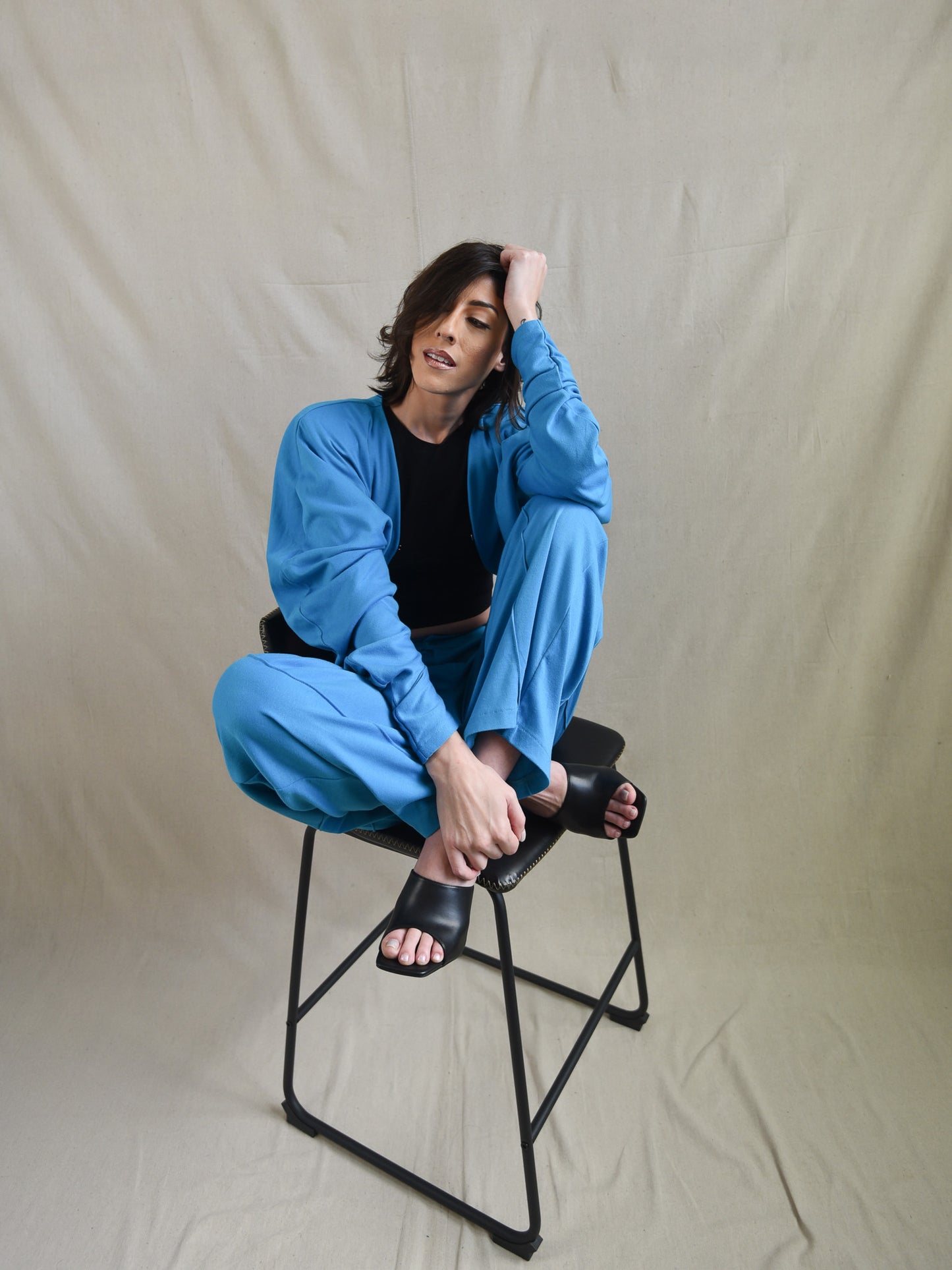 Turquoise Straight Leg Suit Pant