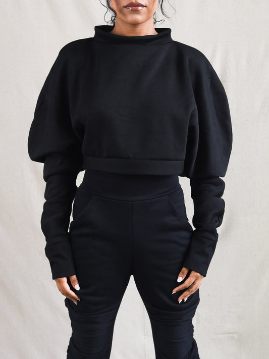 Jade Black Oversized Fleece Sweatshirt