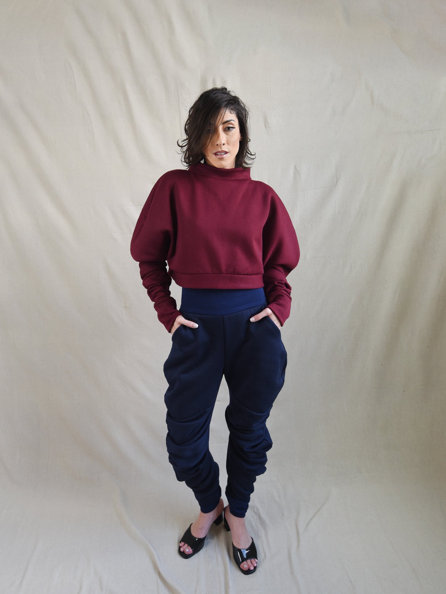 Burgundy Oversized Fleece Sweatshirt