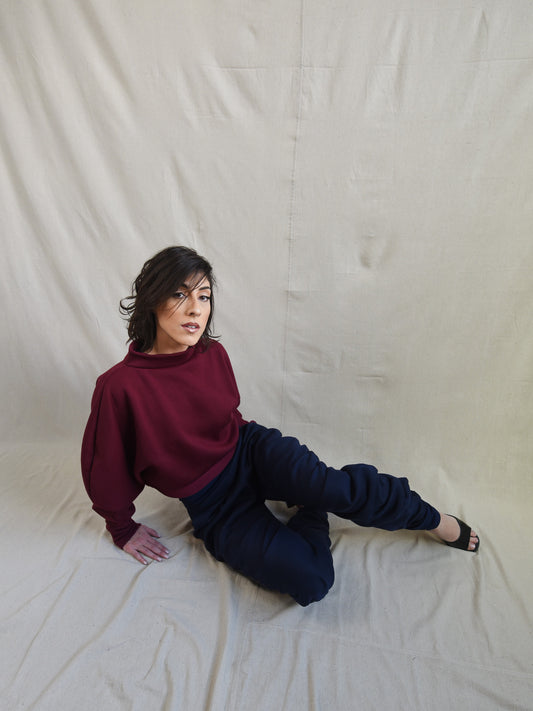 Burgundy Oversized Fleece Sweatshirt