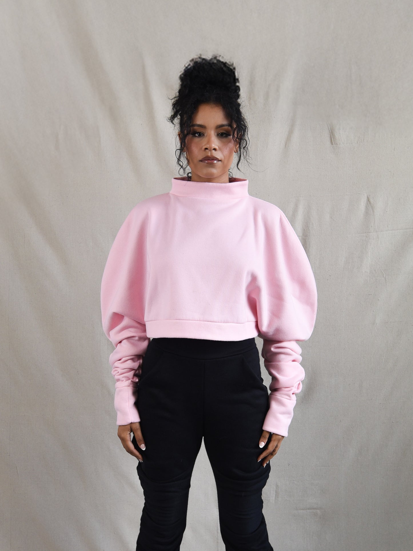 Powder Pink Oversized Fleece Sweatshirt