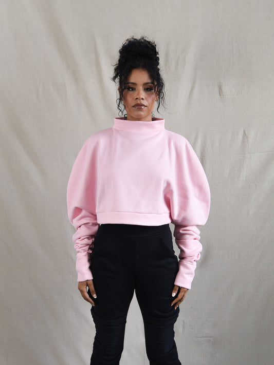 Powder Pink Oversized Fleece Sweatshirt