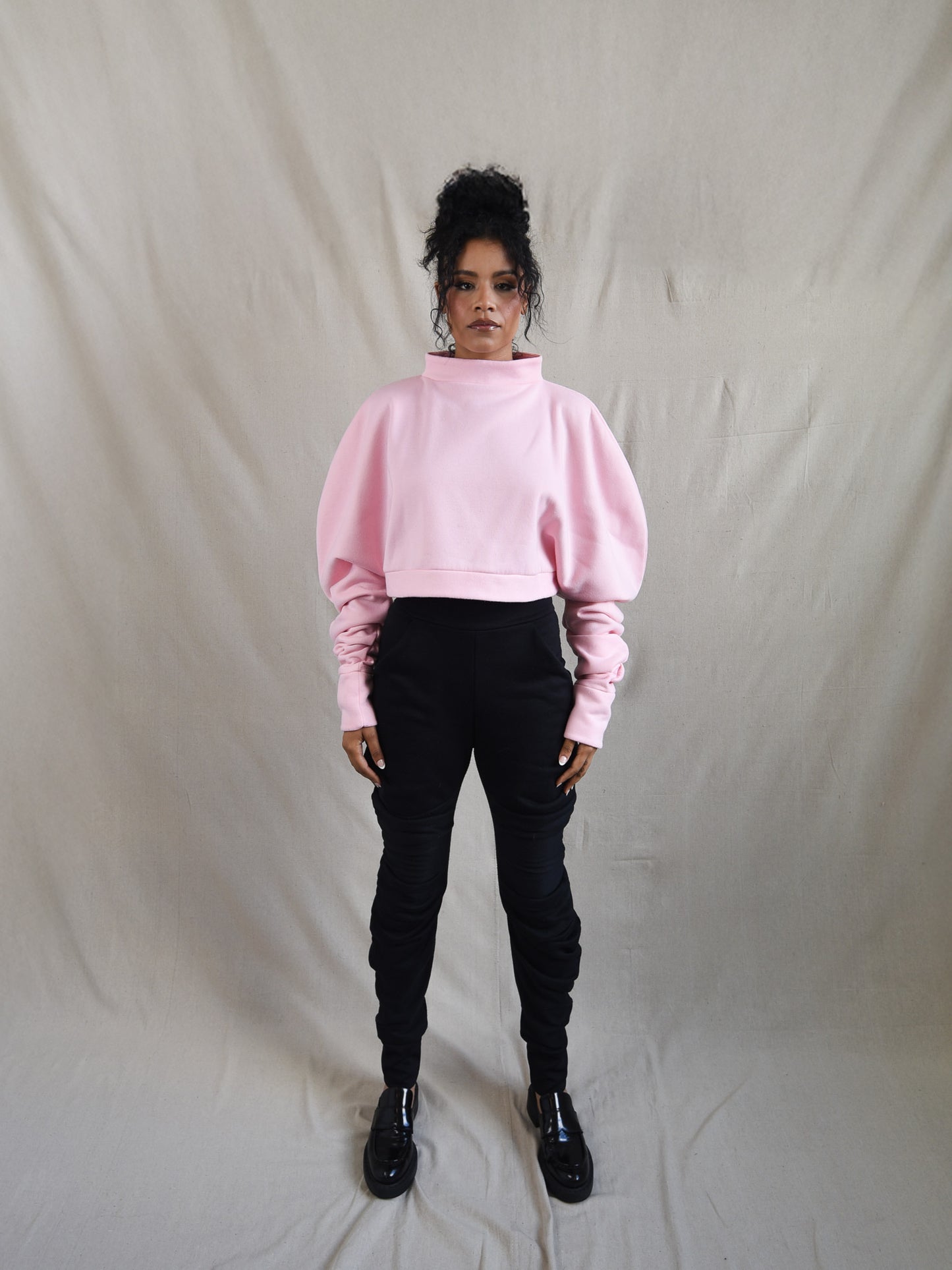 Powder Pink Oversized Fleece Sweatshirt