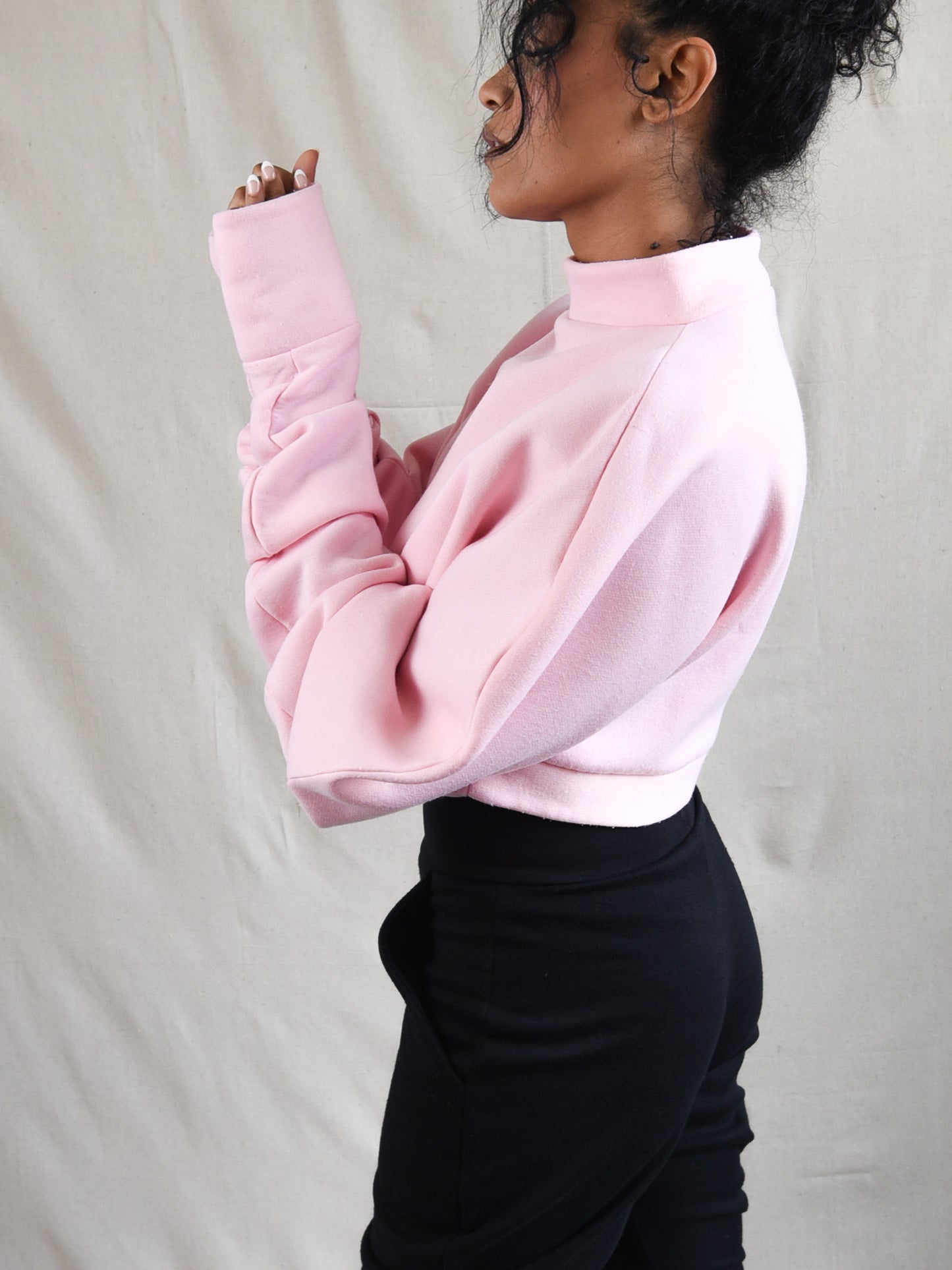 Powder Pink Oversized Fleece Sweatshirt