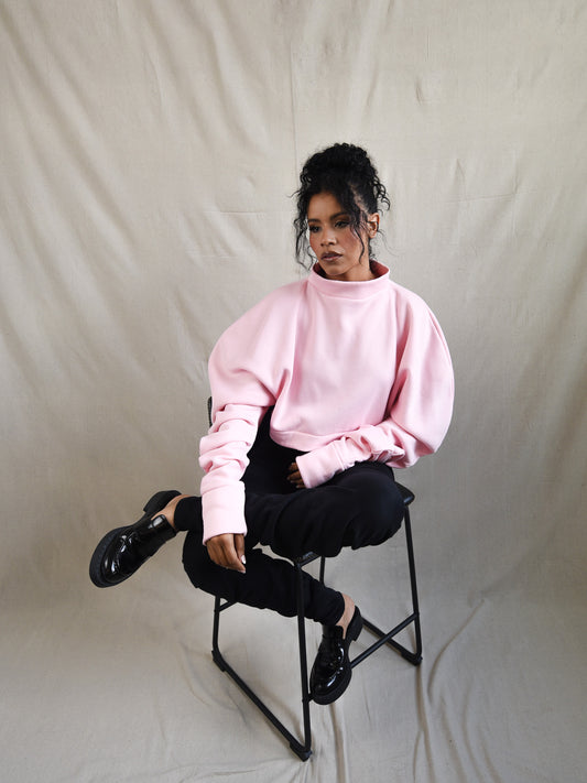 Powder Pink Oversized Fleece Sweatshirt