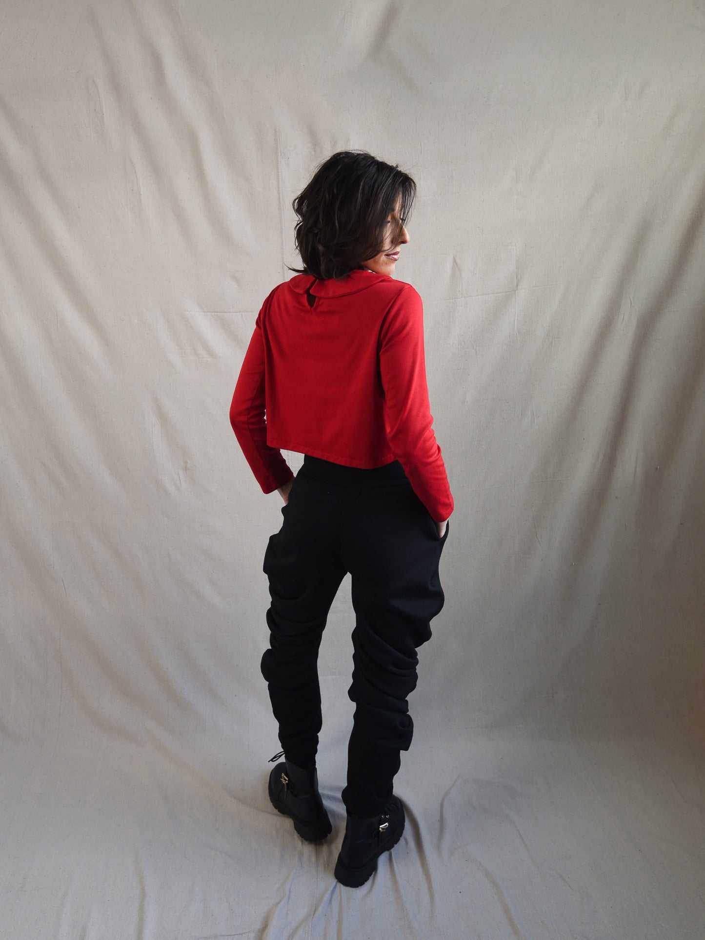 Scarlet Red Peter Pan Collar Long Sleeve Blouse