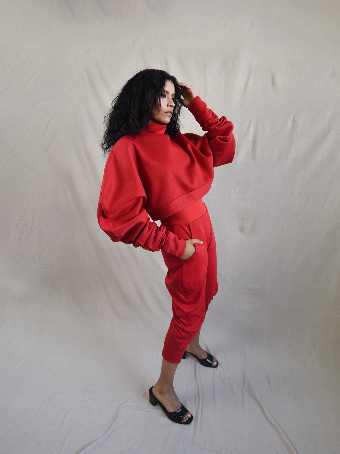 Scarlet Red Oversized Fleece Sweatshirt