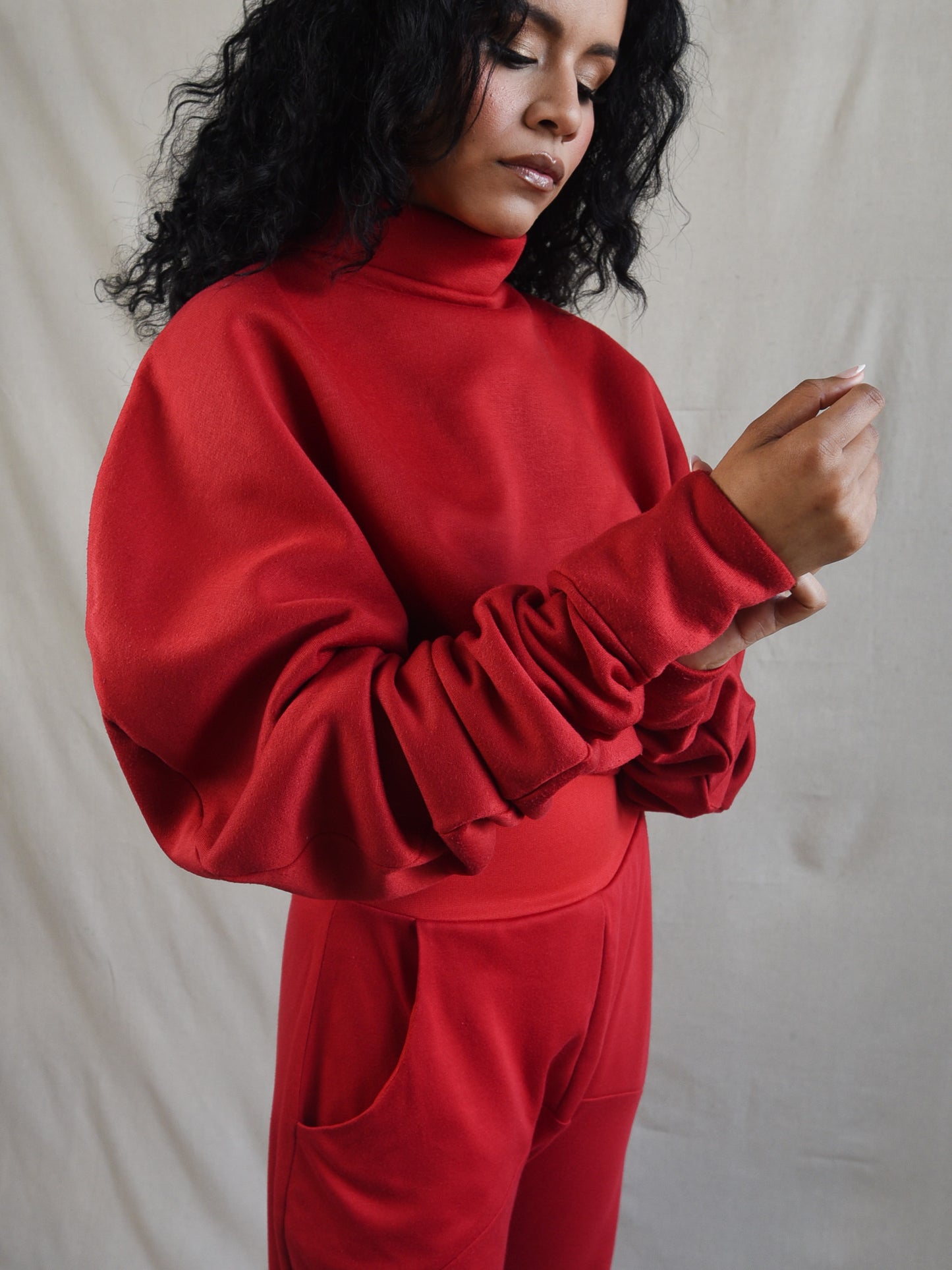 Scarlet Red Oversized Fleece Sweatshirt
