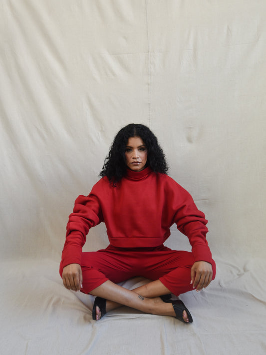 Scarlet Red Oversized Fleece Sweatshirt