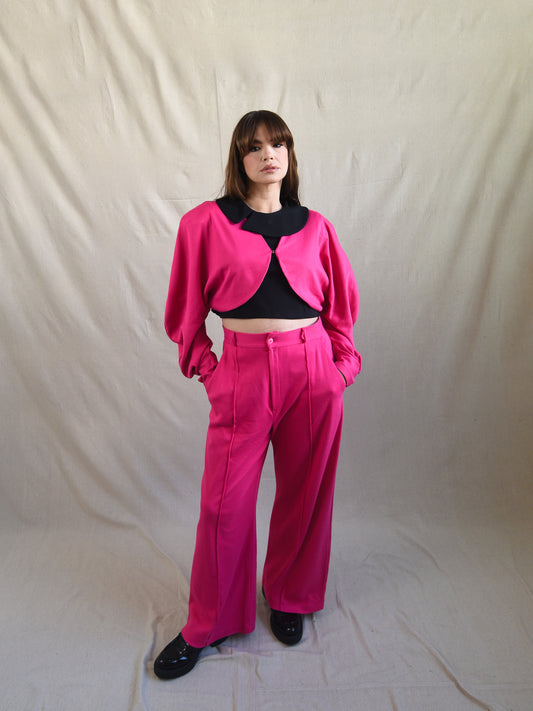Hot Pink Straight Leg Suit Pant