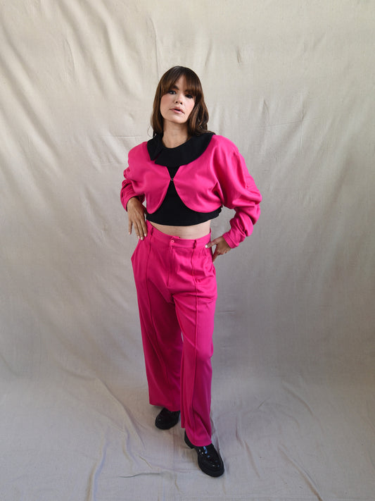 Hot Pink Oversized Suit Shrug